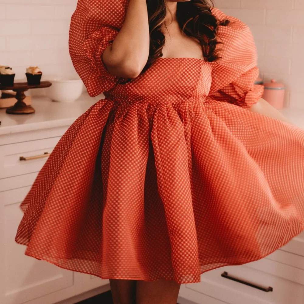 Baby gingham puff - Picture 1 of 3